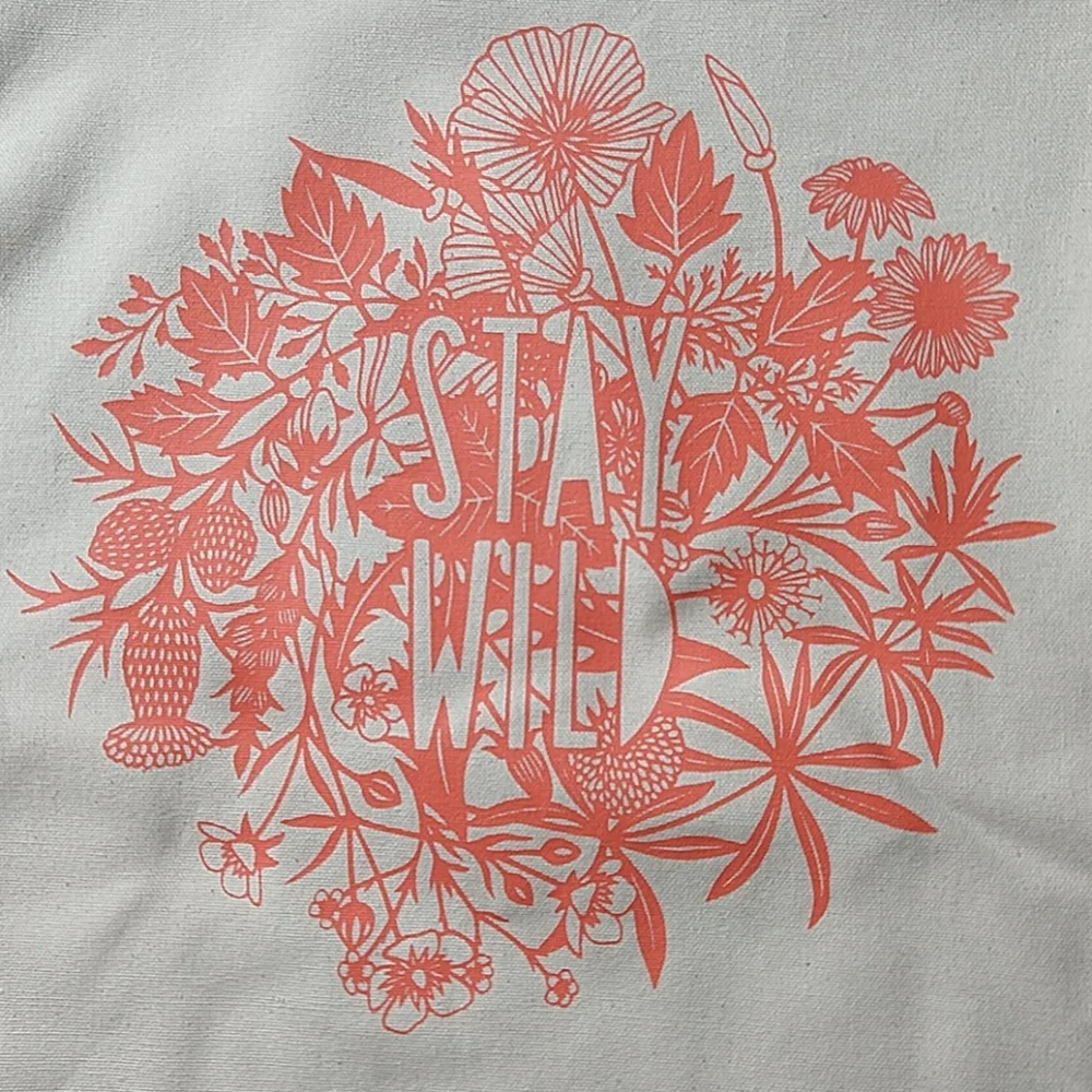 Bird Mafia Handmade Stay Wild Organic Canvas Bag White & Orange